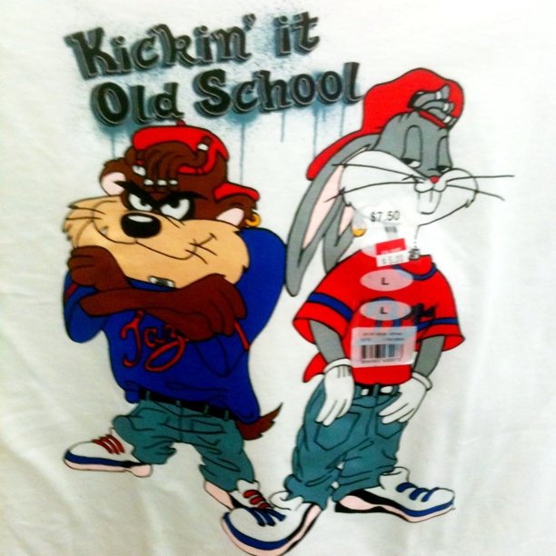 two cartoon characters dressed in shirts and jeans