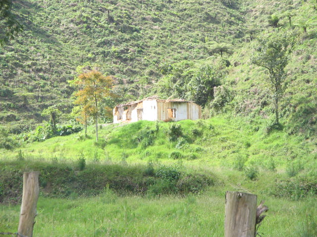 a hut nestled on a hillside in a remote area