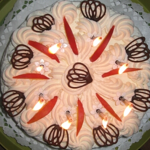 a close up of a cake on a table