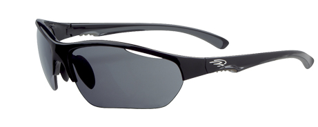 sunglasses with a black frame and grey lens