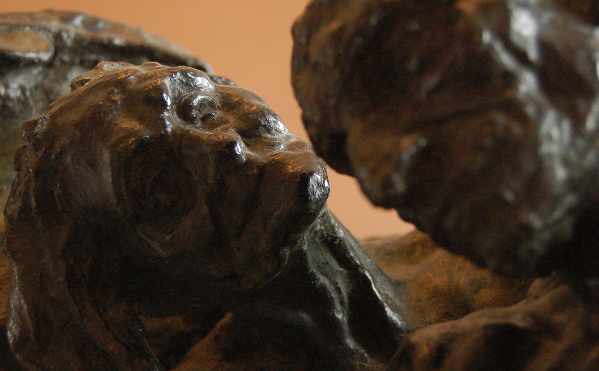 a statue is shown with the head and neck of a dog