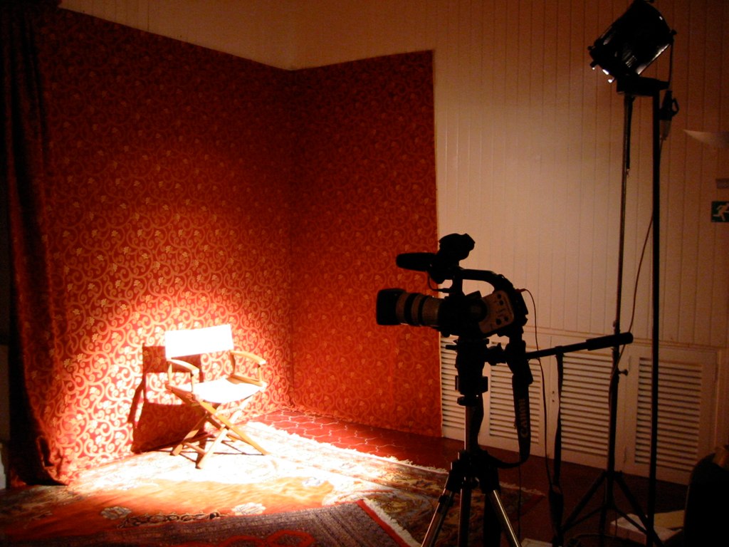 an image of a camera set up in the dark
