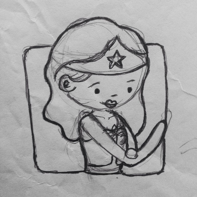 a drawing of a cartoon girl with a star on her cap