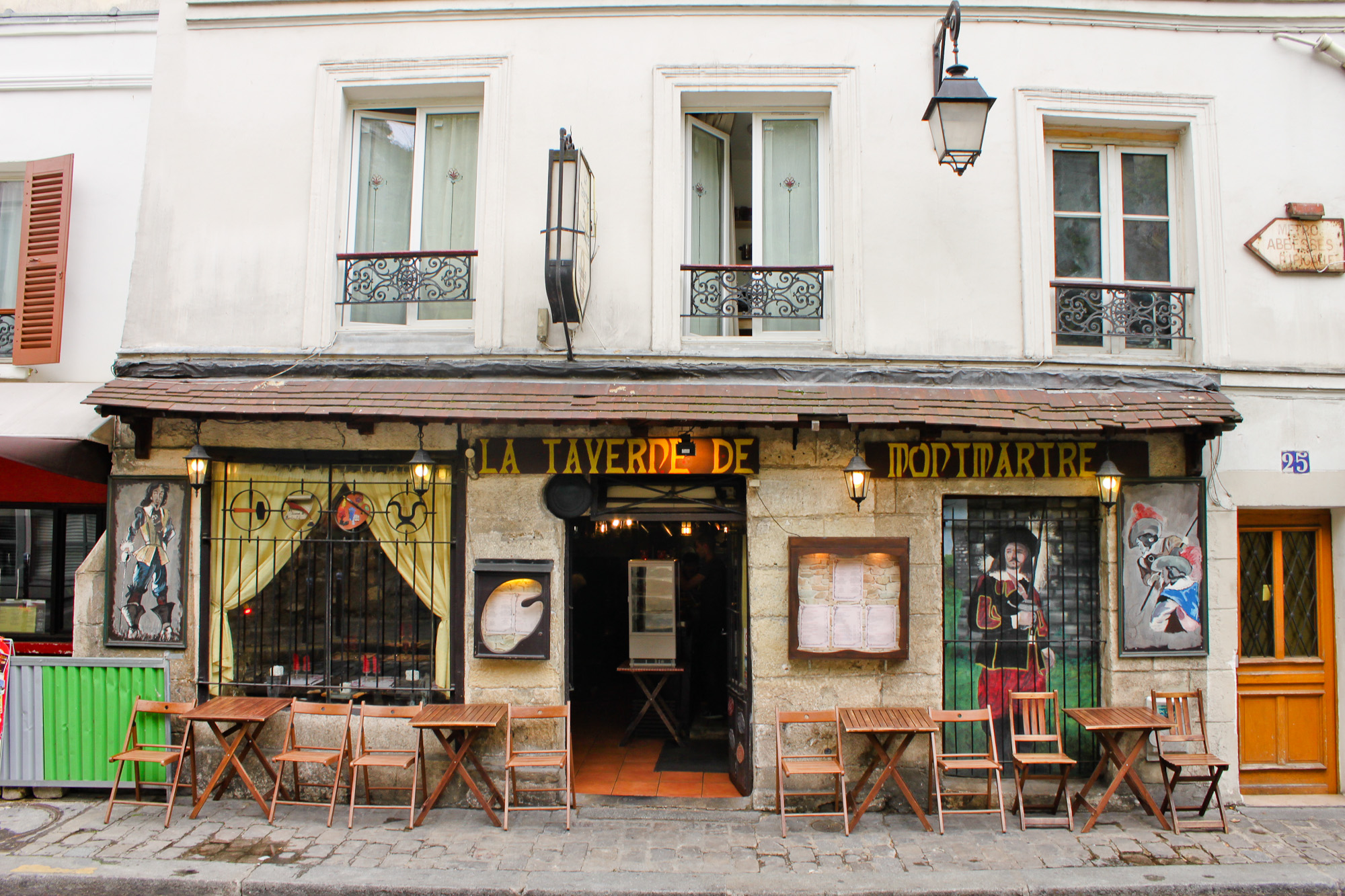 outdoor cafe in europe, the doors are open