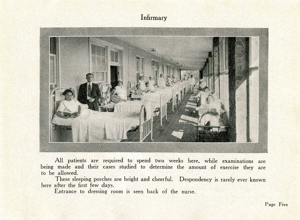 a newspaper advertit for medical institution showing the room where patients are sitting