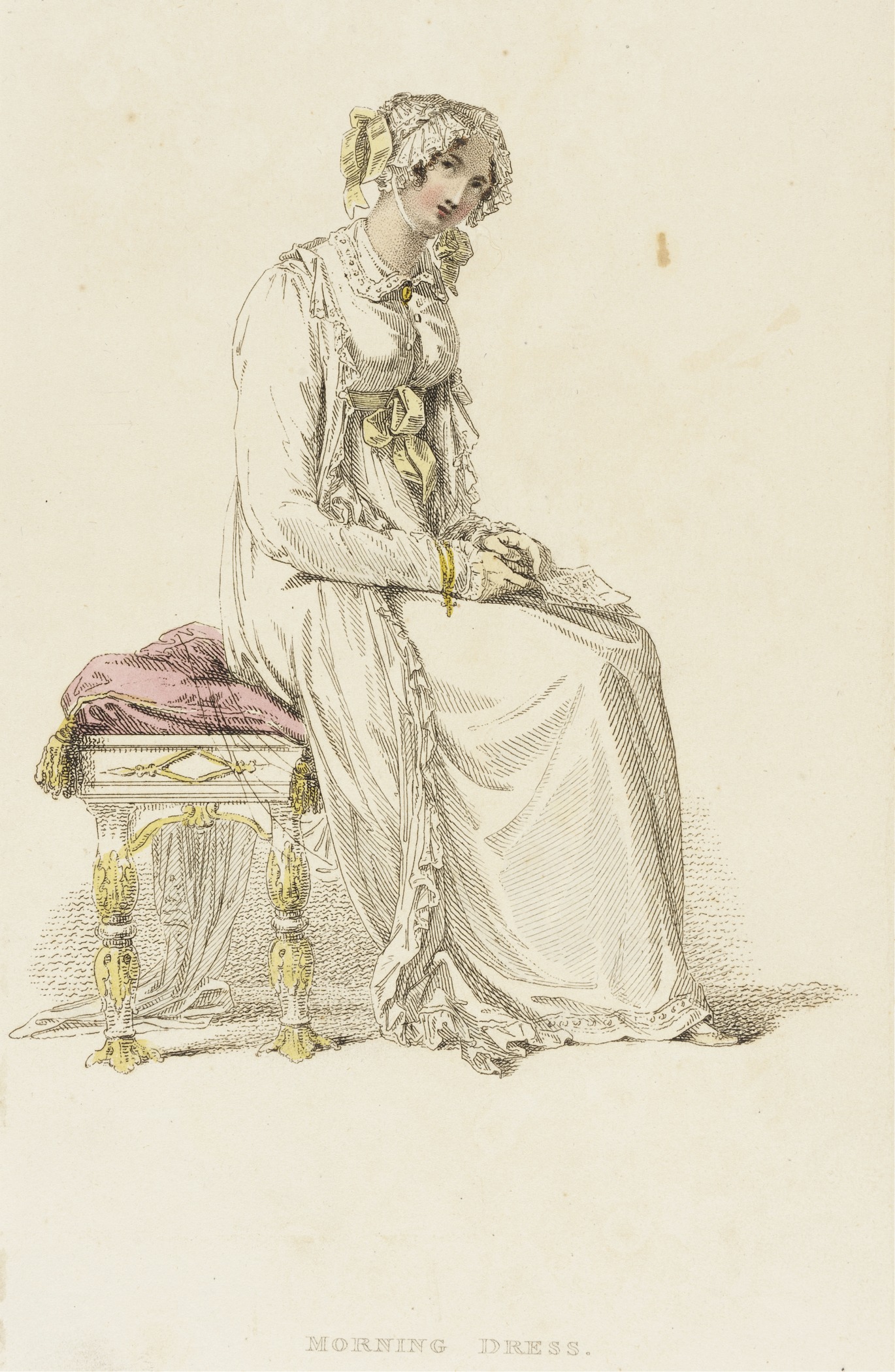 a drawing of a woman sitting on a bench