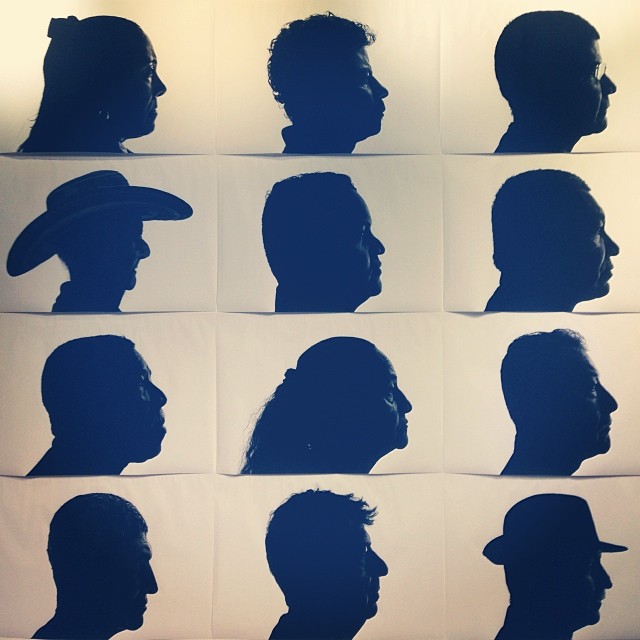 a series of images of silhouettes of people in hats
