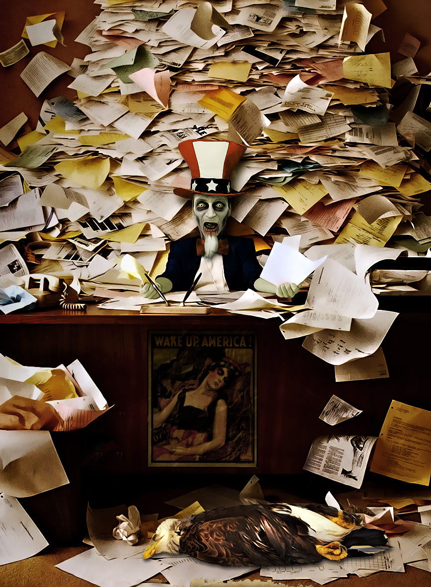 a very cluttered desk full of paperwork