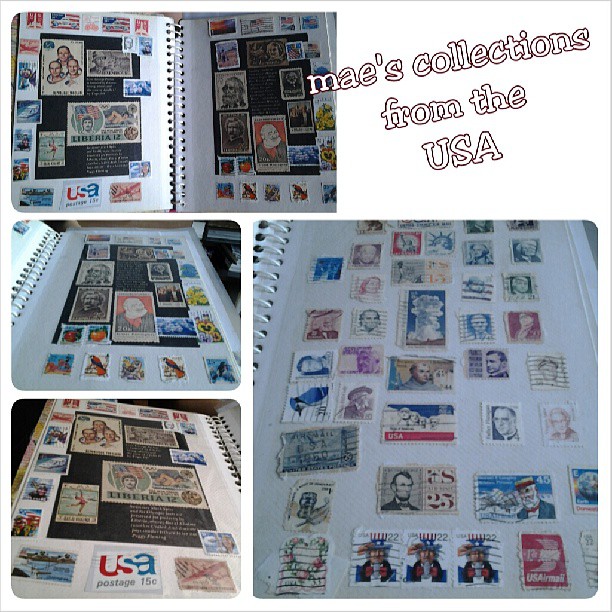 a bunch of stamps that are spread out in various ways