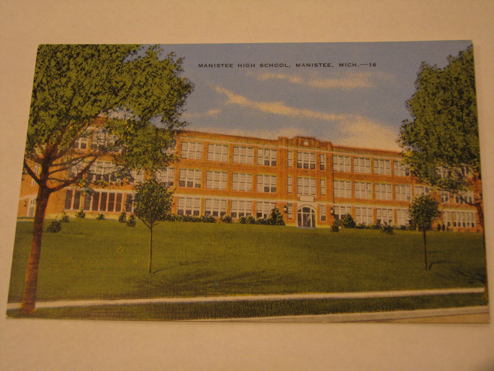 an old building in the background with trees