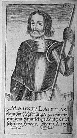 an old engraved image of a person holding a sword