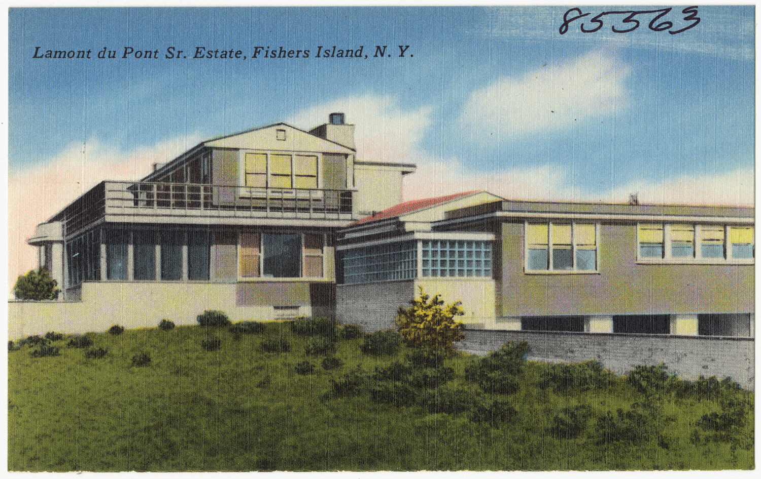 an old postcard features a painting of a house