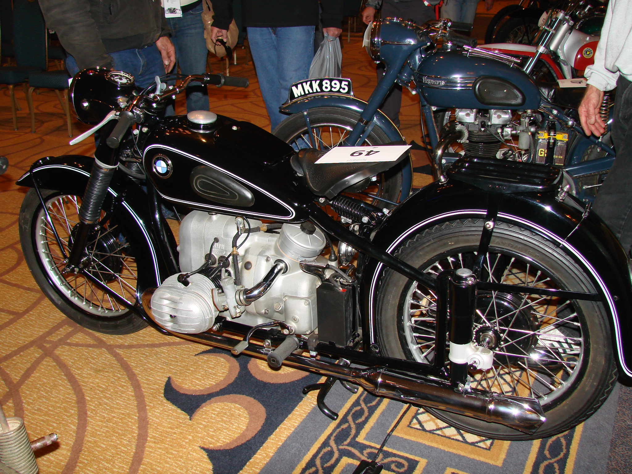 this is a vintage style motorcycle sitting on display