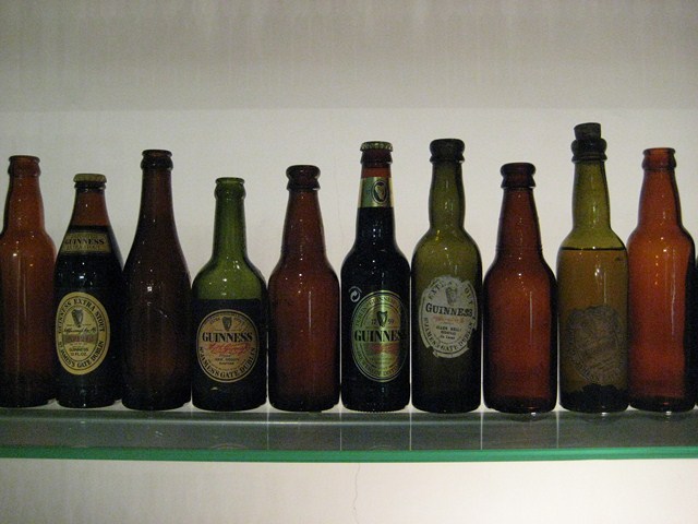 bottles of various types are on a shelf