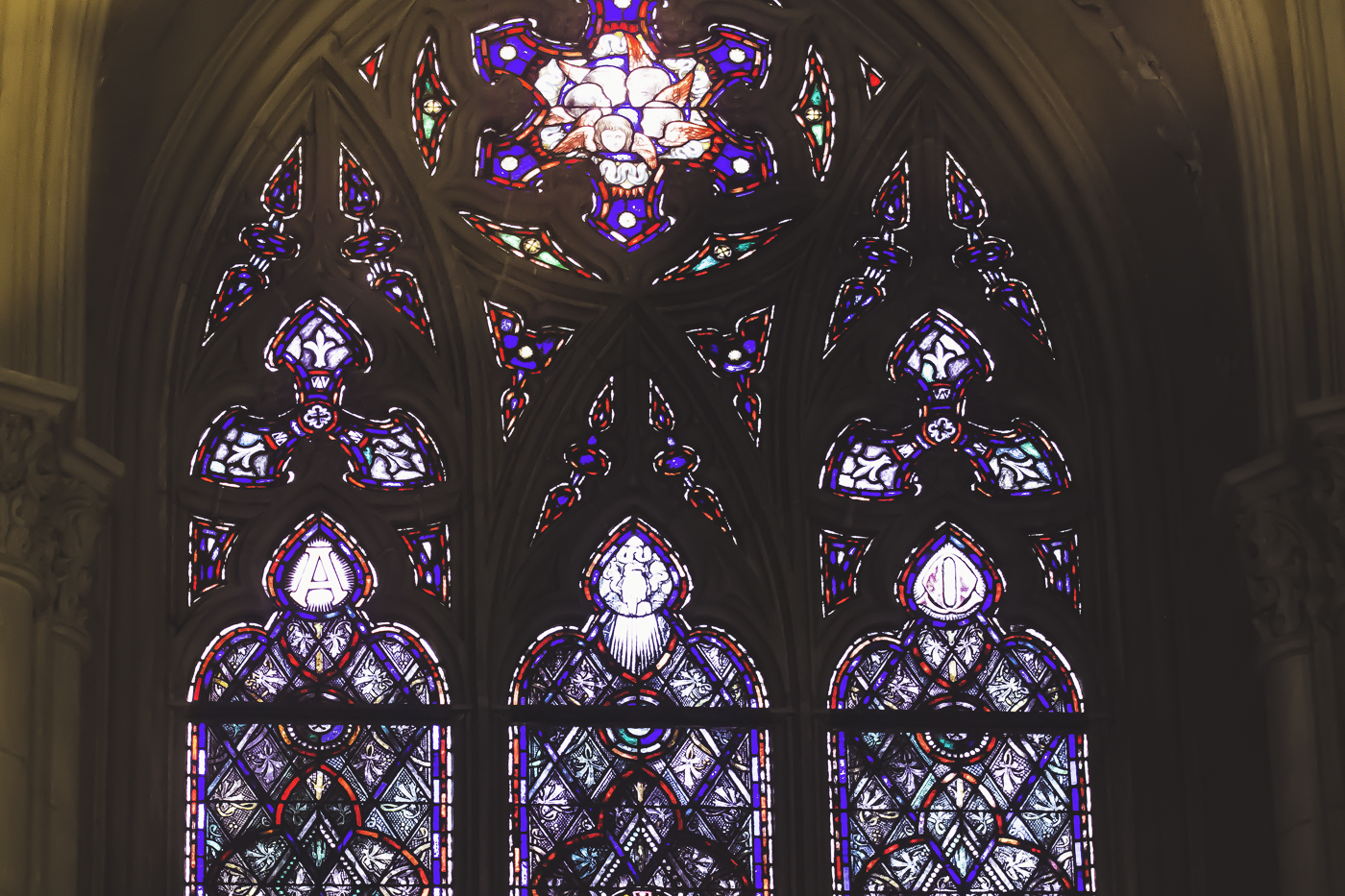 the large, stained glass windows are very attractive