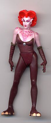 an action figure with orange hair and a red make up