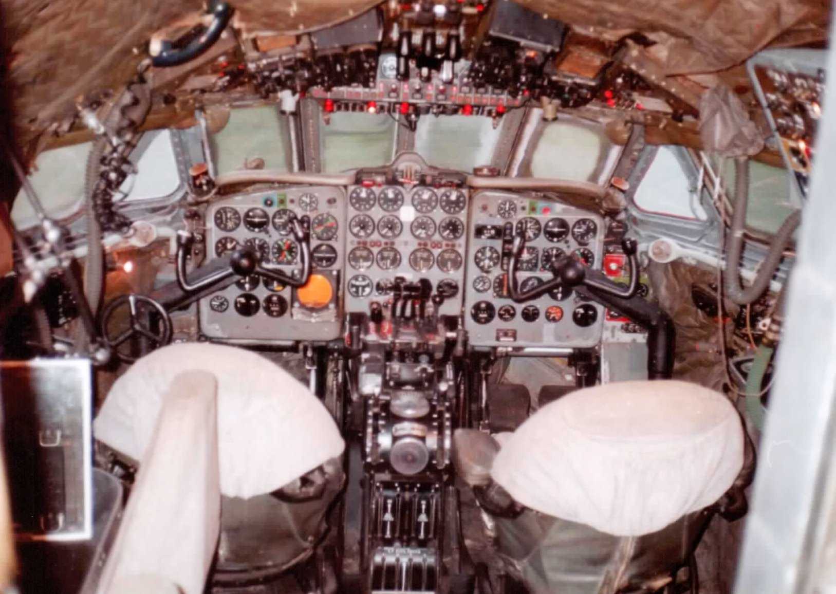 the cockpit of an airplane with instruments in it