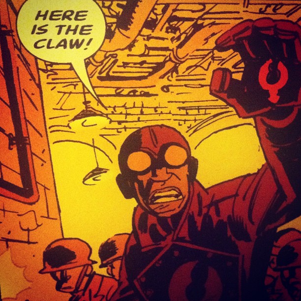 a comic panel with text saying here is the claw