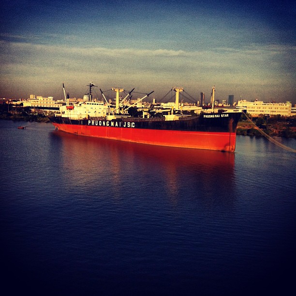 a large ship that is floating in the water