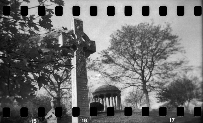 this is a black and white po of a grave