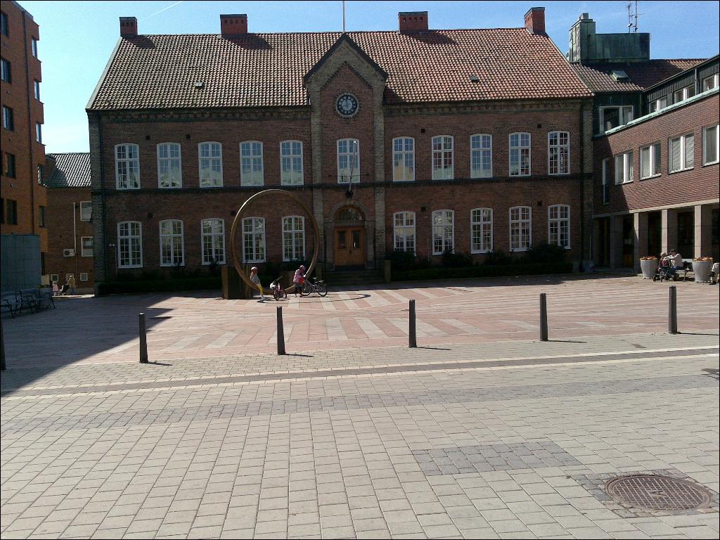 a courtyard is pictured in this old po