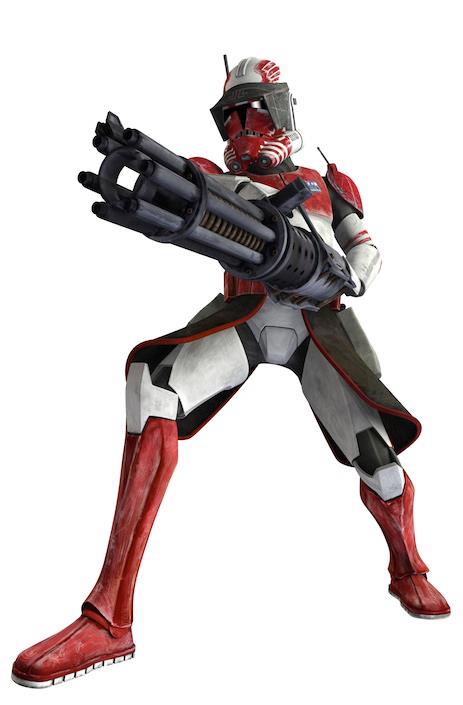 a character with guns and armor standing