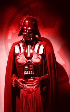 a dark and red po of the characters darth vader