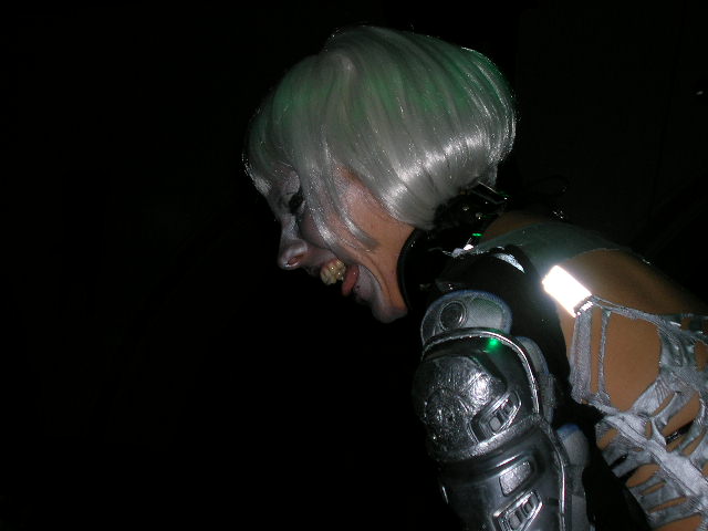 a person in cosplay with the lights on