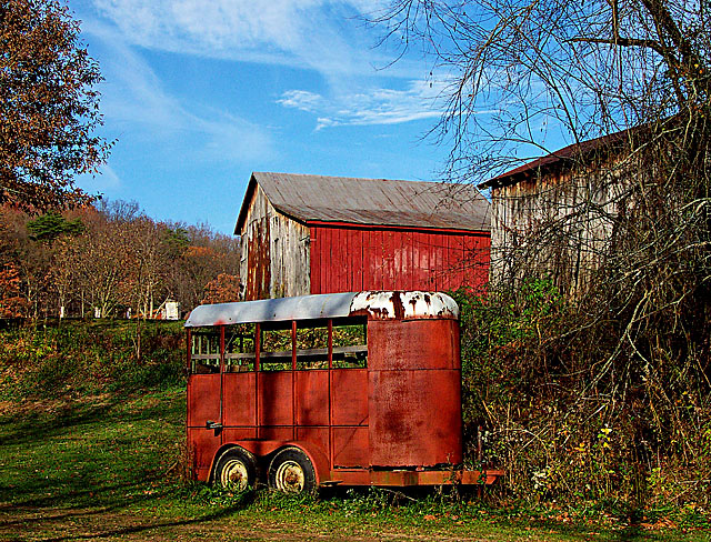 the old abandoned truck has been in a overgrown area