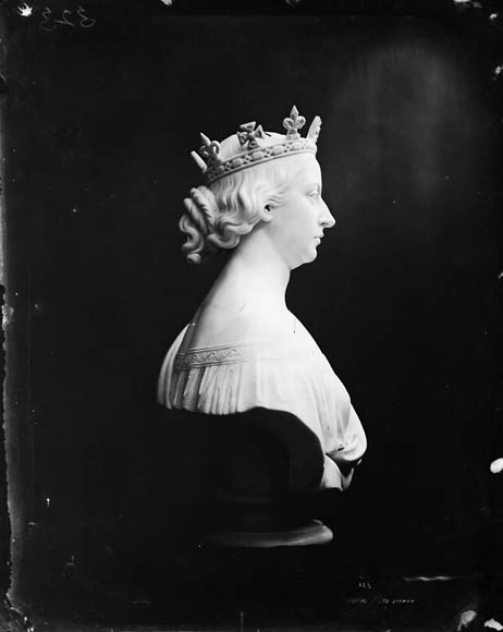 black and white image of a bust of a woman