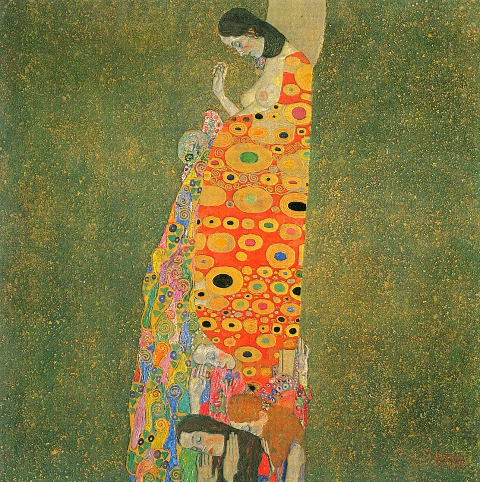 a painting with green and yellow circles on it