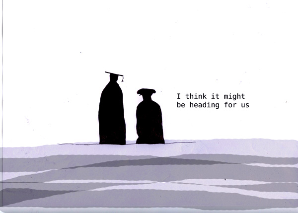a couple of silhouettes that have graduation caps on