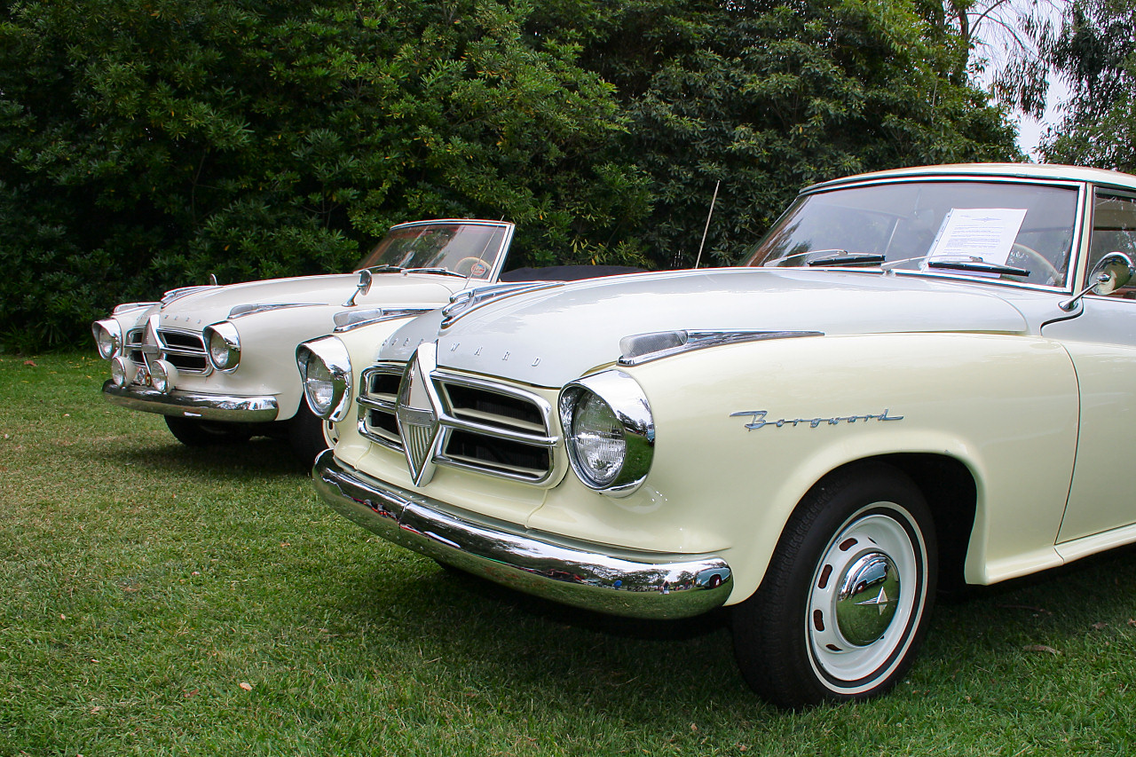 classic cars are lined up on the grass