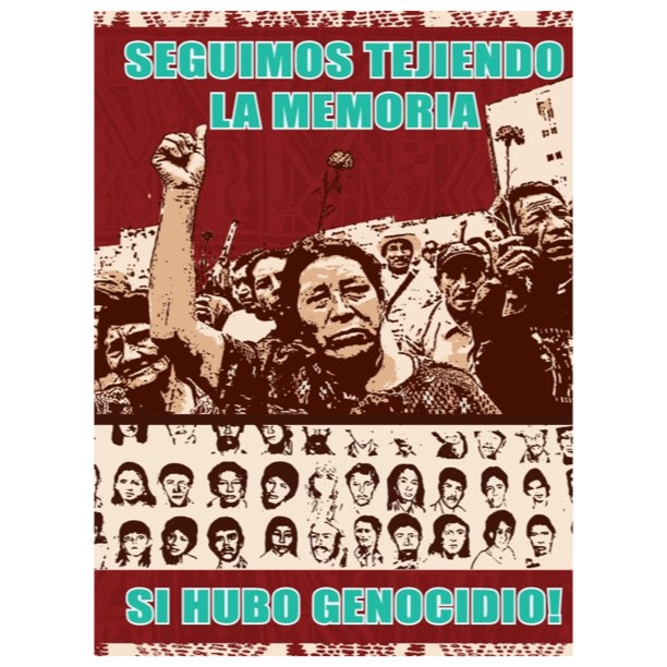 an image of the poster with people, and the words segunos tei ejendo la memoeria
