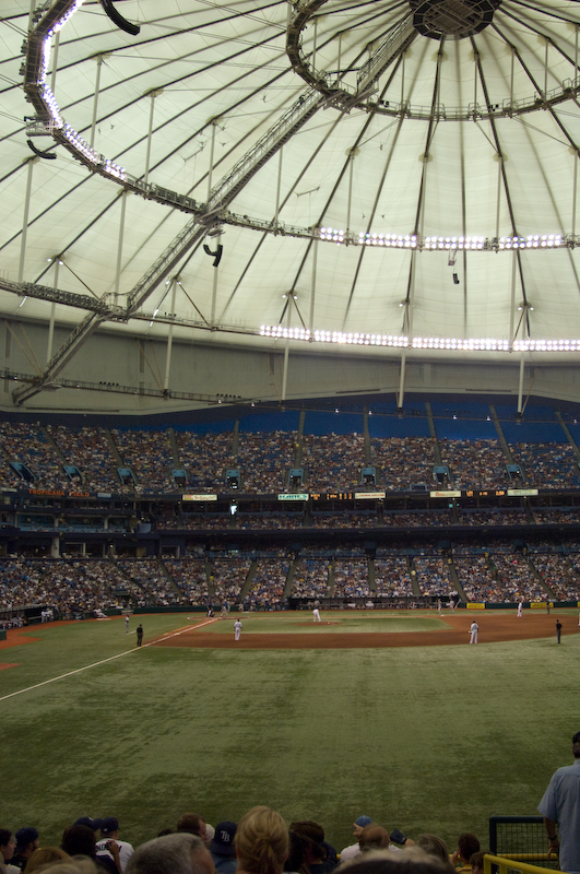 people in the stadium at a baseball game