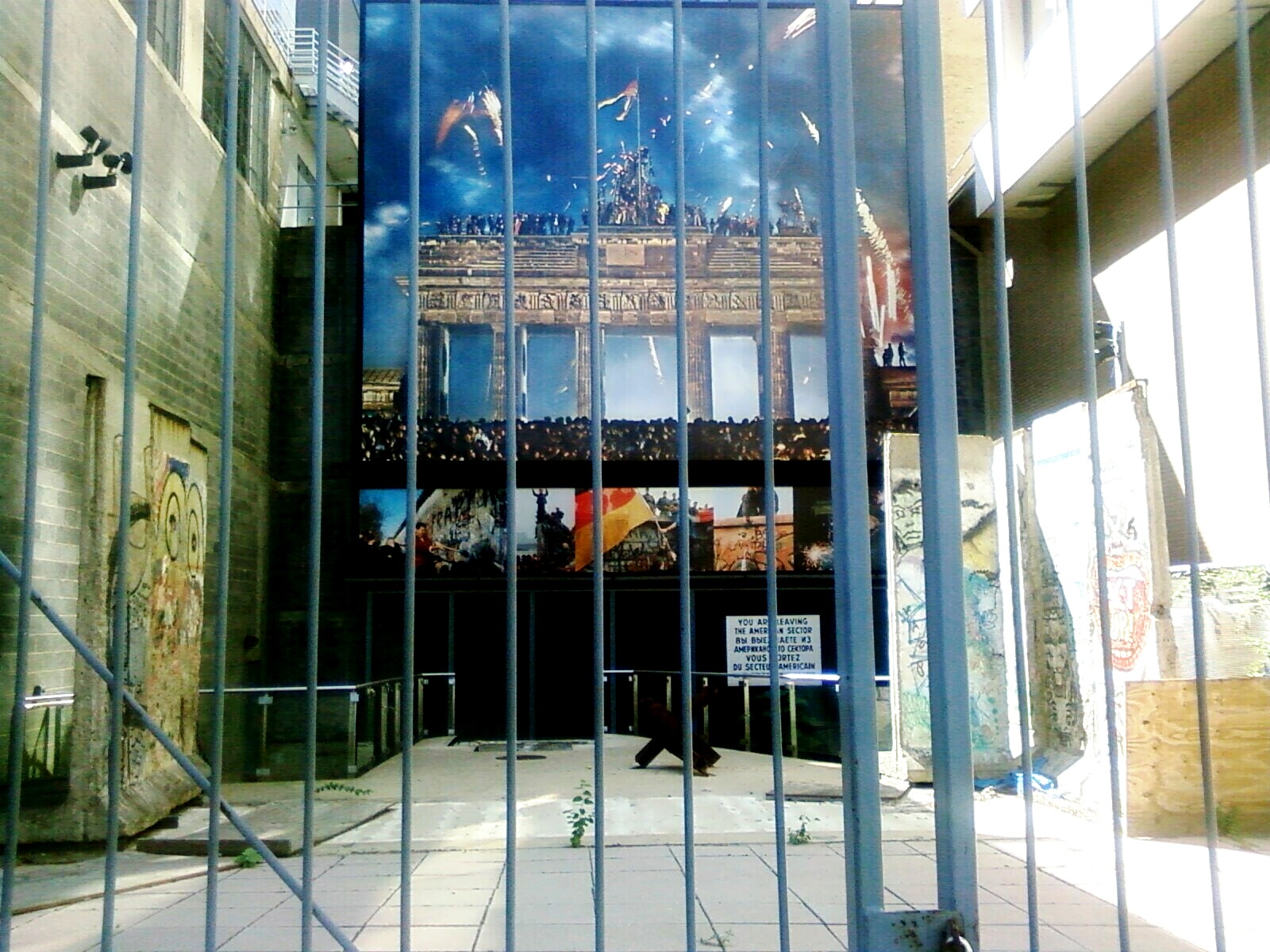 a view through bars at a construction site