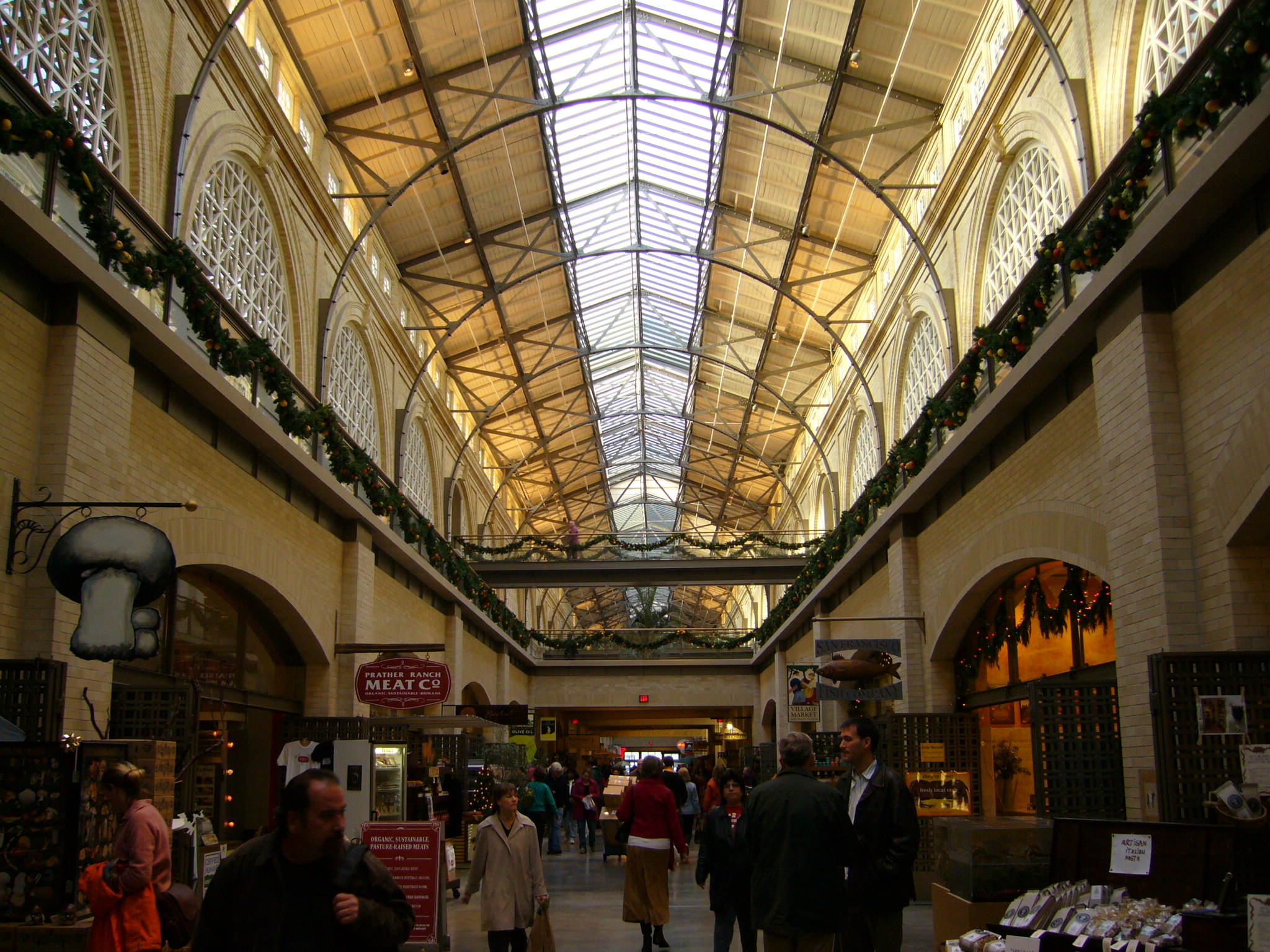 a group of people walking down a store together