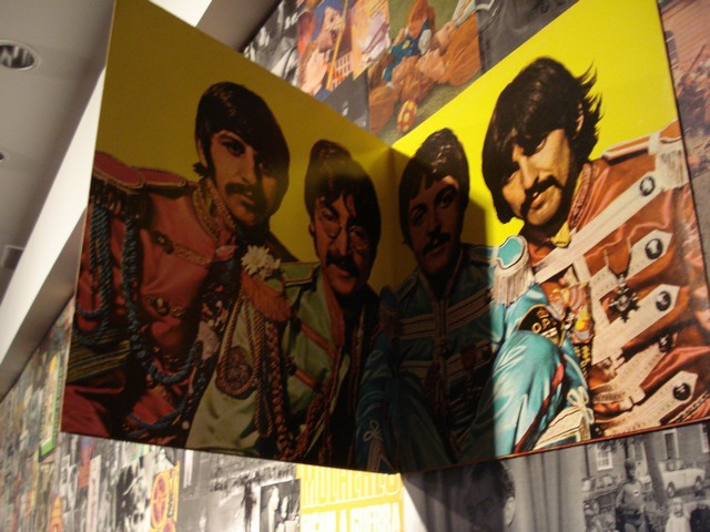 an art display shows colorful pictures of the beatles