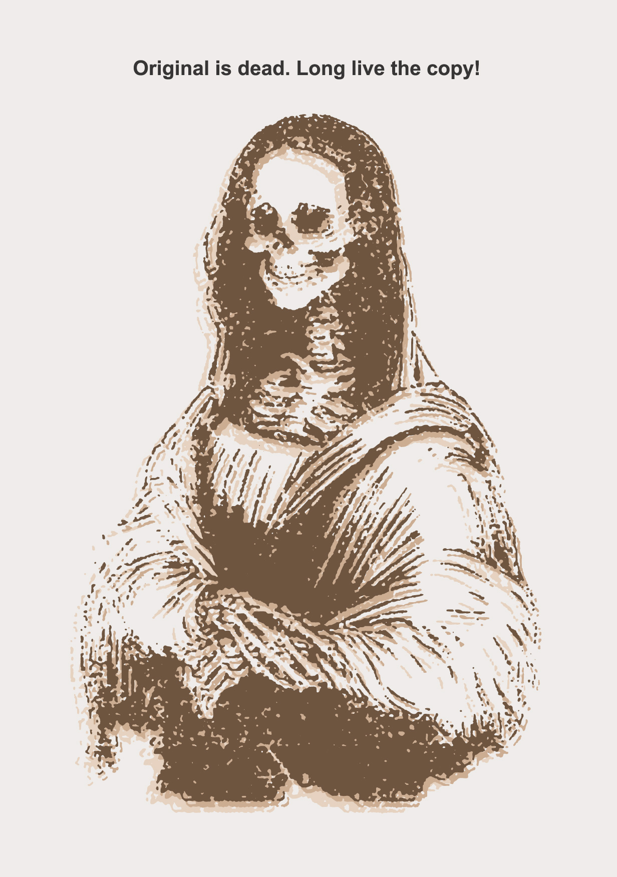 a drawing of a woman with a skull sitting on her lap