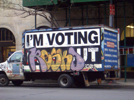 the van has been tagged by political campaign