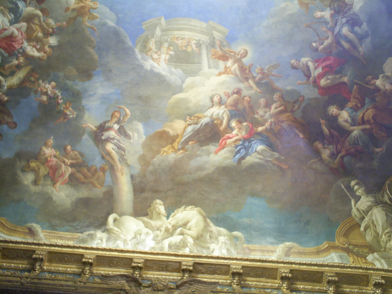 an ornate painting in a large room