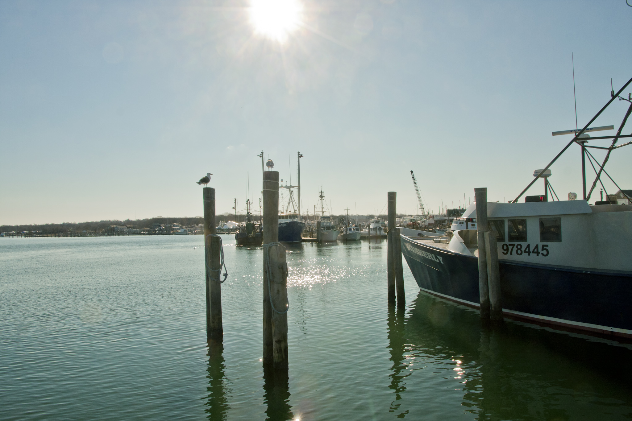 a boat docked next to each other in the water