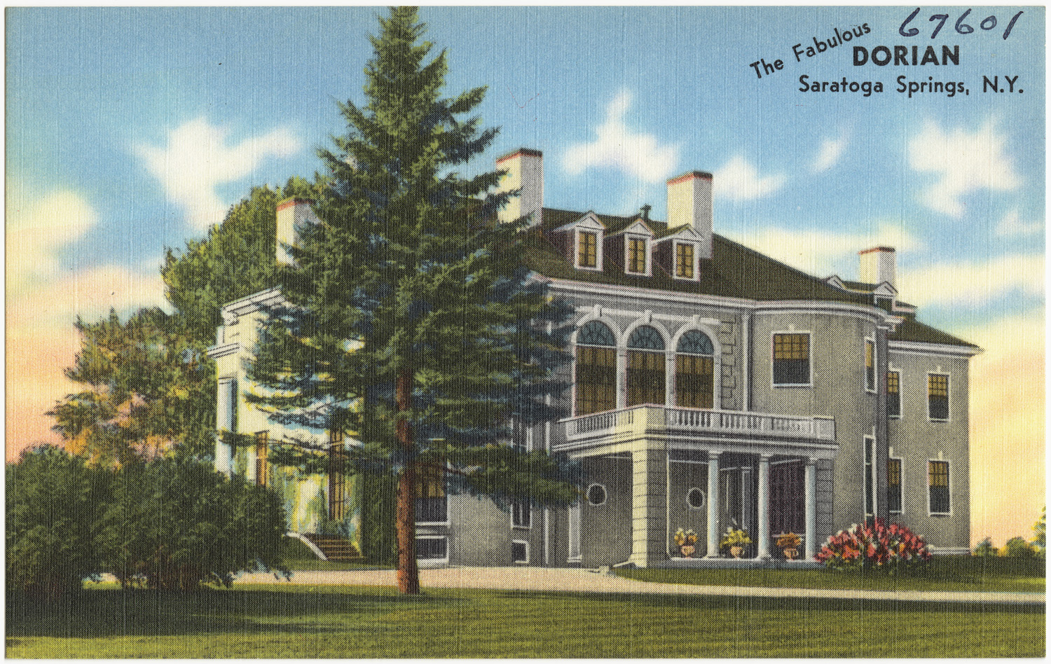 a drawing of an old home with large front yard