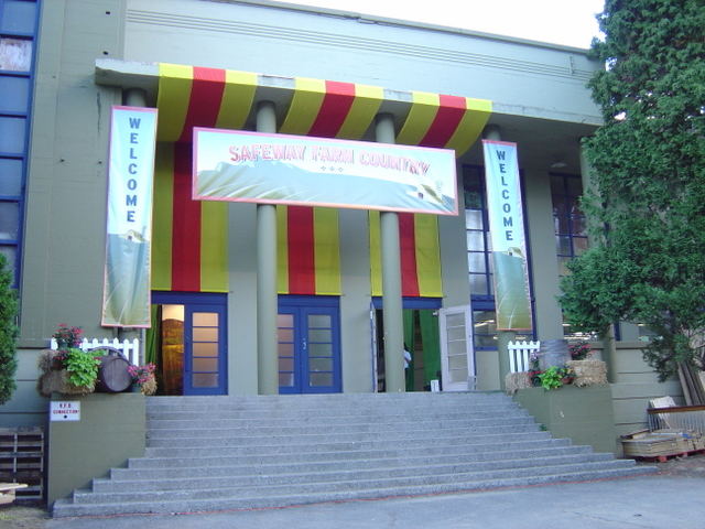 a large multicolored building that has some stairs