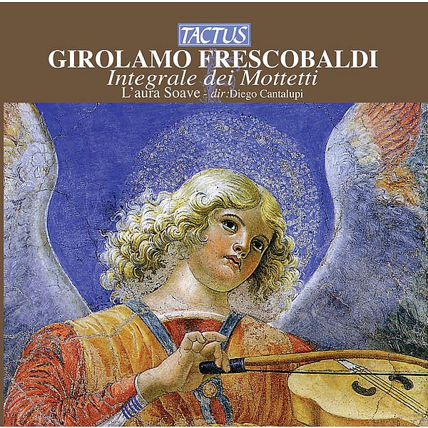 an angel with wings and trumpet, with the title in italian
