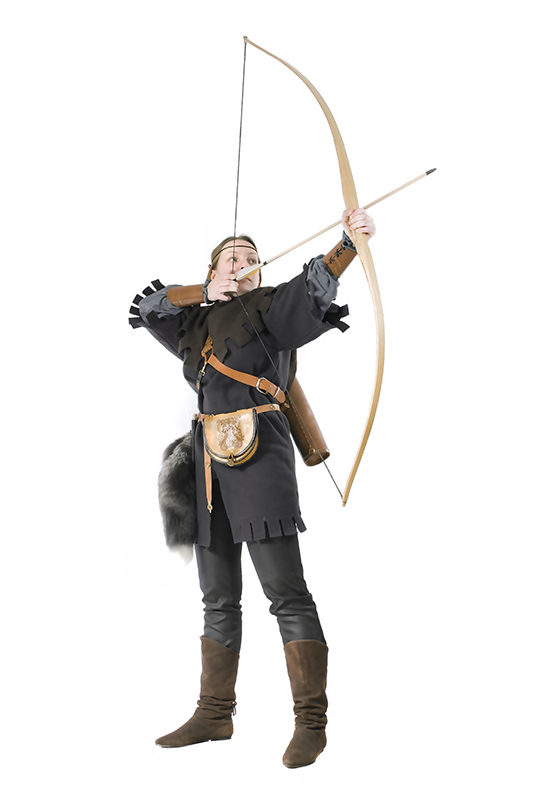 a person in a uniform is holding an arrow