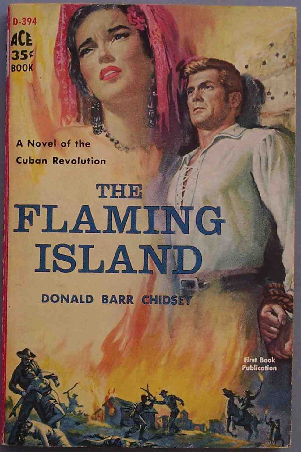 an old book cover with an image of a man and a woman in the background