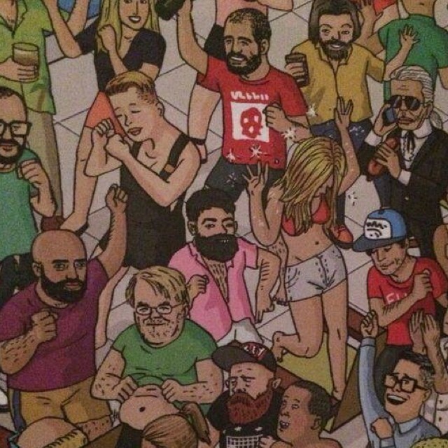 a painting of some people that are laughing