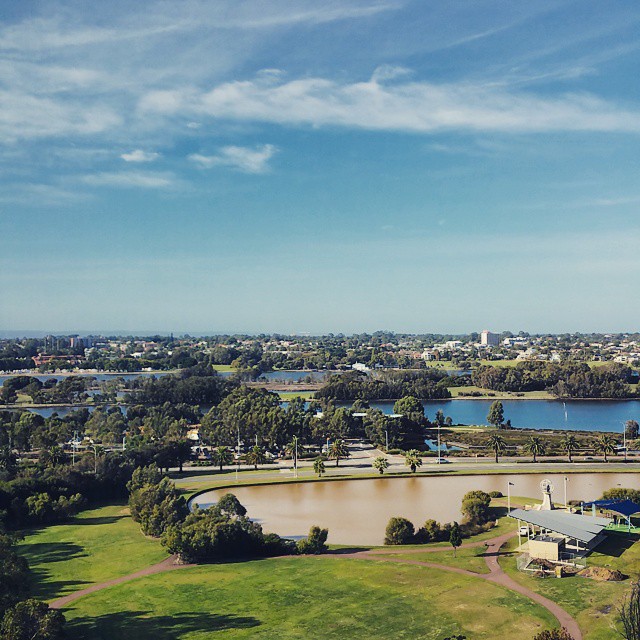 an aerial view of a city in the middle of the country