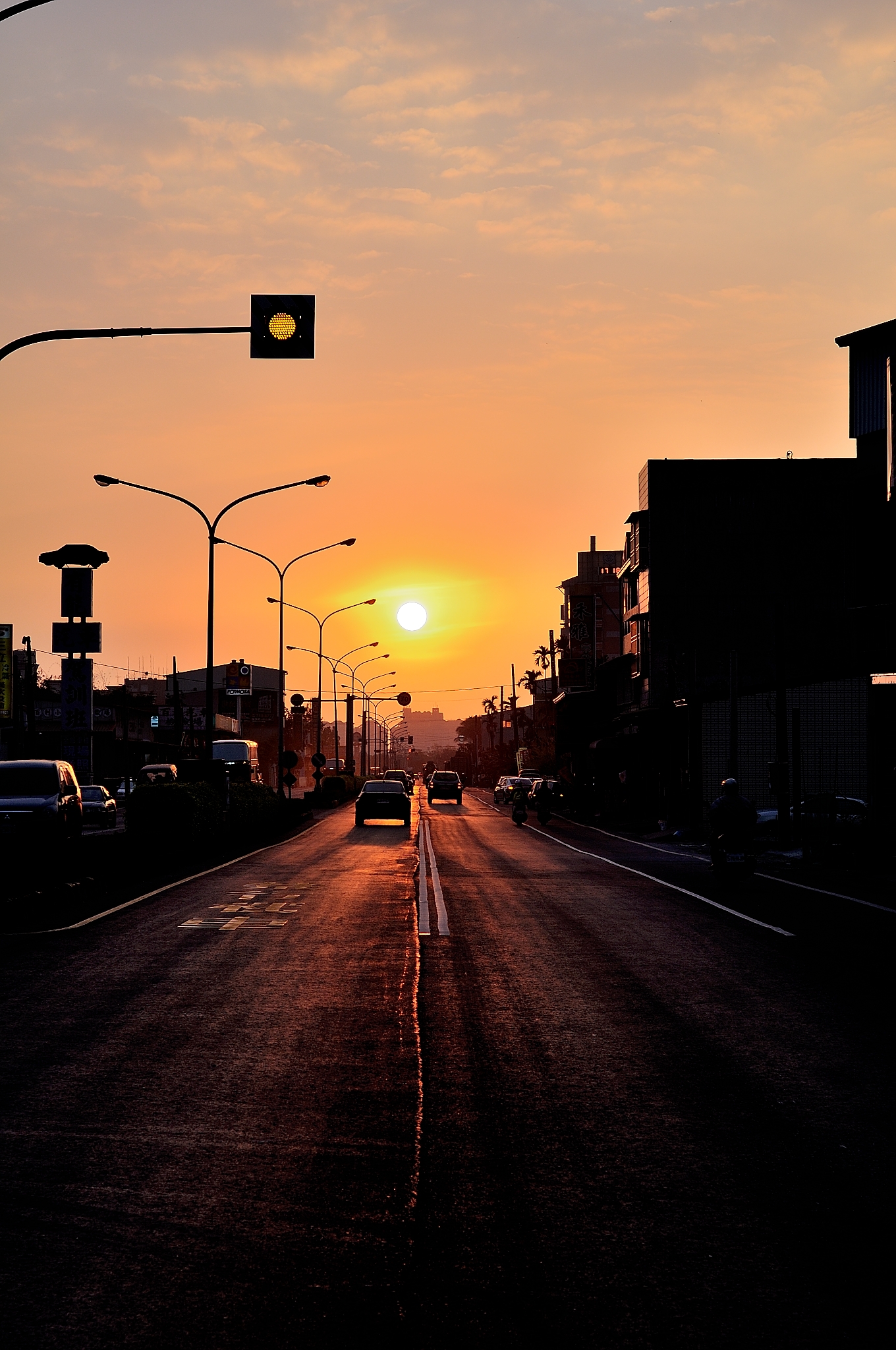 a beautiful view of an orange sky at sunset